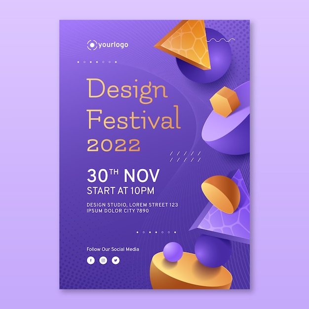 Free vector gradient abstract flyer template design