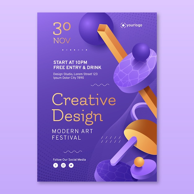 Free vector gradient abstract flyer template design