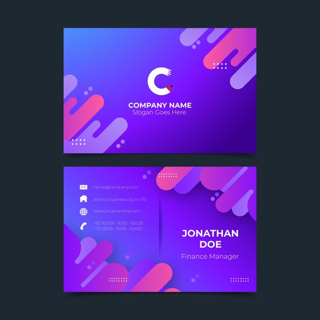 Gradient abstract horizontal business card template