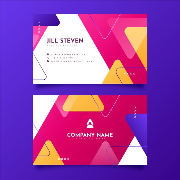 Gradient abstract horizontal business card template