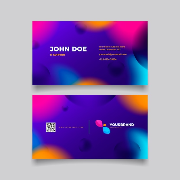 Free vector gradient abstract horizontal double-sided business card template