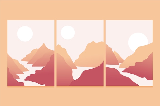 Free vector gradient abstract landscape cover collection