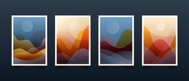 Gradient abstract landscape covers collection