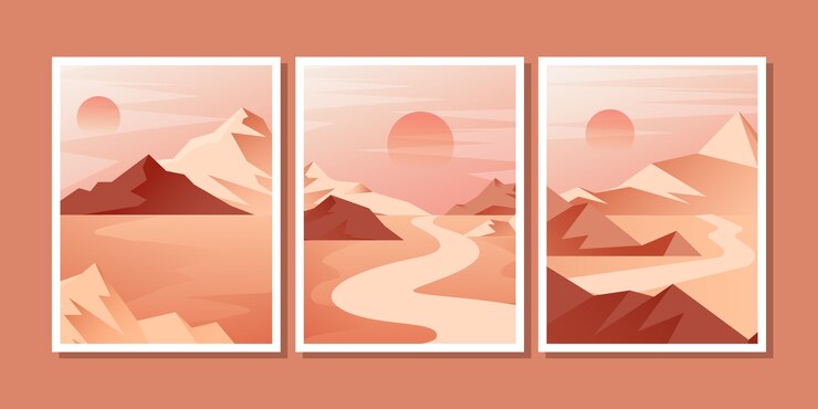 Free Vector gradient abstract landscape covers collection