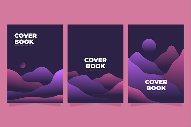 cover page design 3d Free vector gradient abstract landscape covers collection