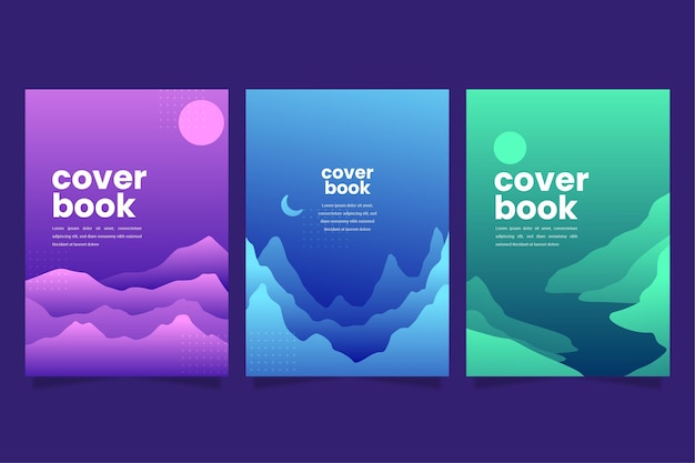 Free vector gradient abstract landscape covers collection