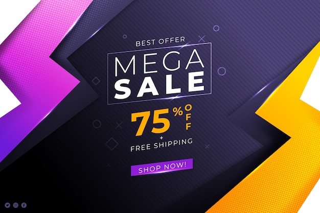 Gradient abstract sales banner with discount