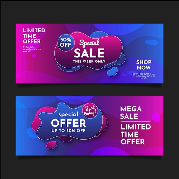 Gradient abstract sales banners with offer