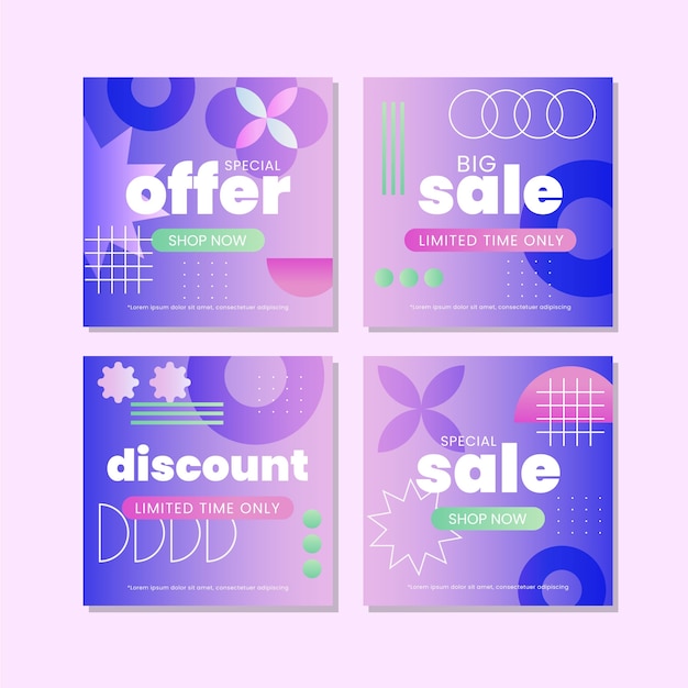 Gradient abstract sales instagram post template