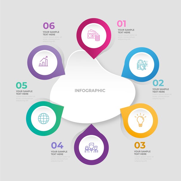 Gradient abstract shape infographic