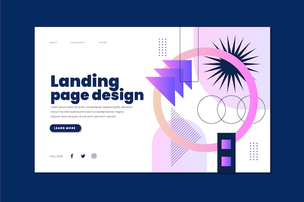 無料ベクター グラデーションの抽象的な形のランディングページのデザイン