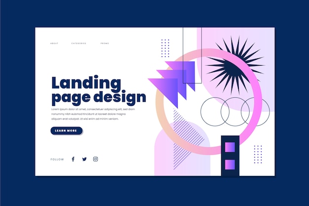 Free vector gradient abstract shapes landing page design