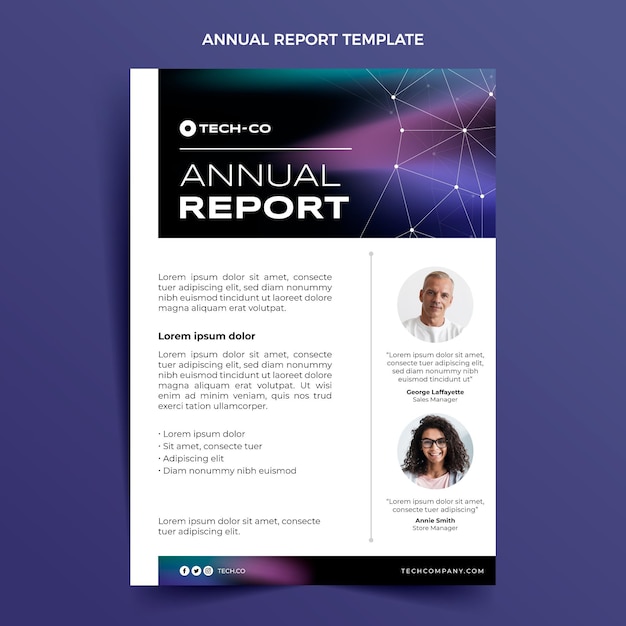 Free vector gradient abstract technology annual report template