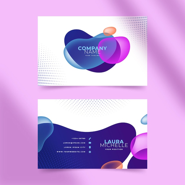 Free vector gradient abstract technology business card horizontal