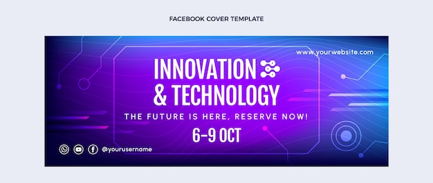 Vettore gratuito copertina facebook con tecnologia sfumata astratta