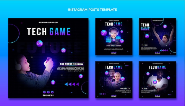 無料ベクター グラデーション抽象技術instagramの投稿