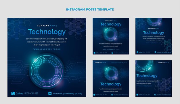 Пост в instagram с градиентной абстрактной технологией