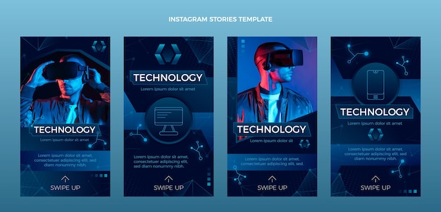 Vettore gratuito storie di instagram di tecnologia astratta sfumata