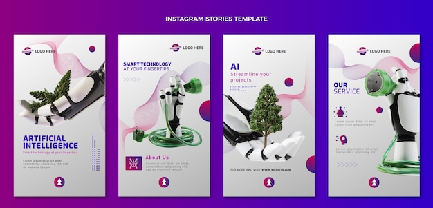 Free vector gradient abstract technology instagram stories