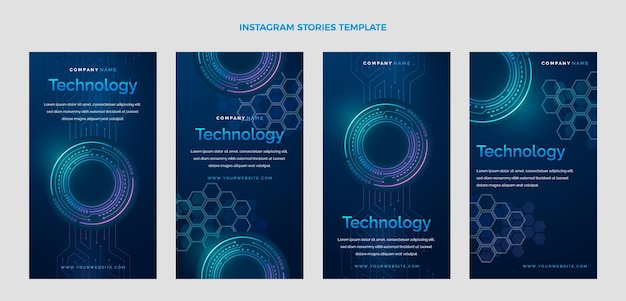 Vettore gratuito storie di instagram di tecnologia astratta sfumata