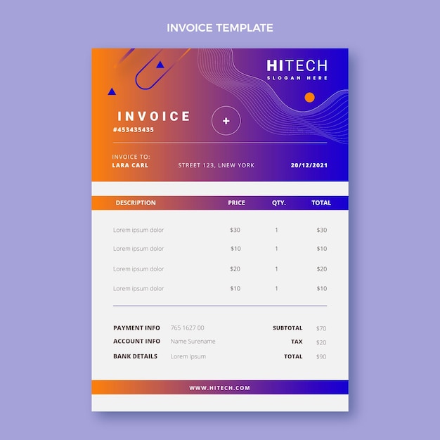 Gradient abstract technology invoice template