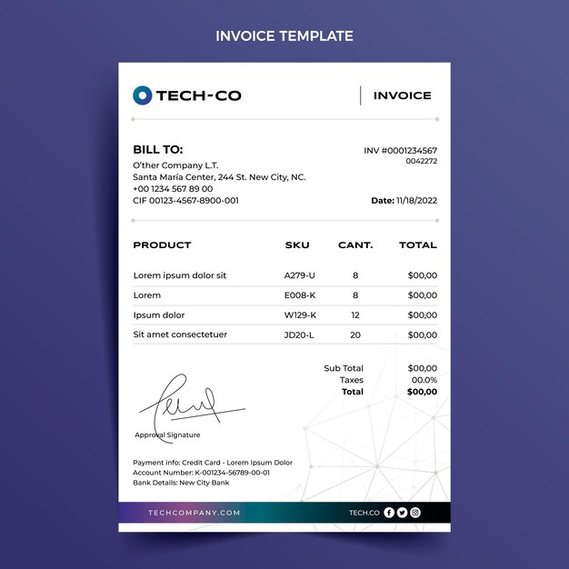 Gradient abstract technology invoice template