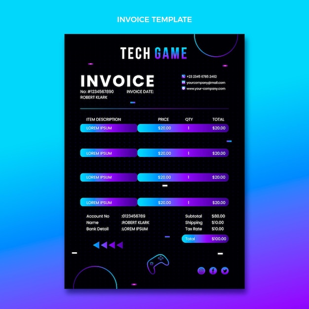 Free vector gradient abstract technology invoice