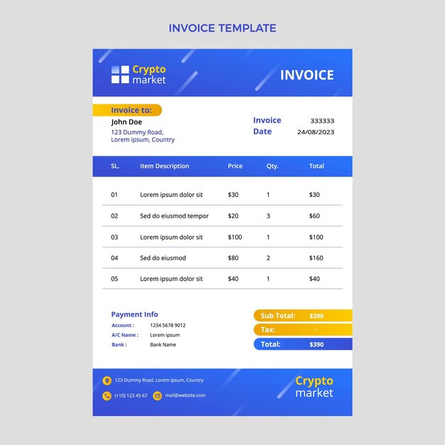 Gradient abstract technology invoice