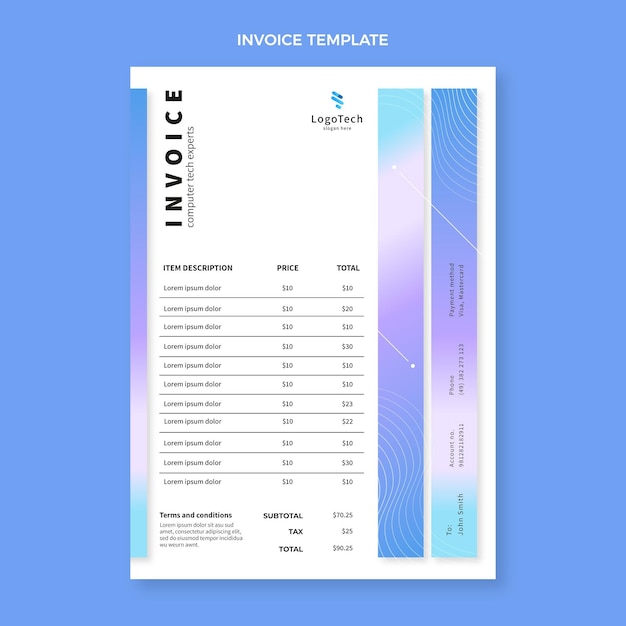 Free vector gradient abstract technology invoice