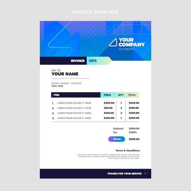 Gradient abstract technology invoice