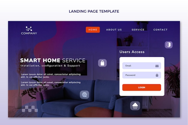 Gradient abstract technology landing page