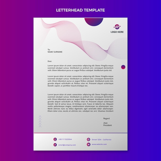 Free vector gradient abstract technology letterhead