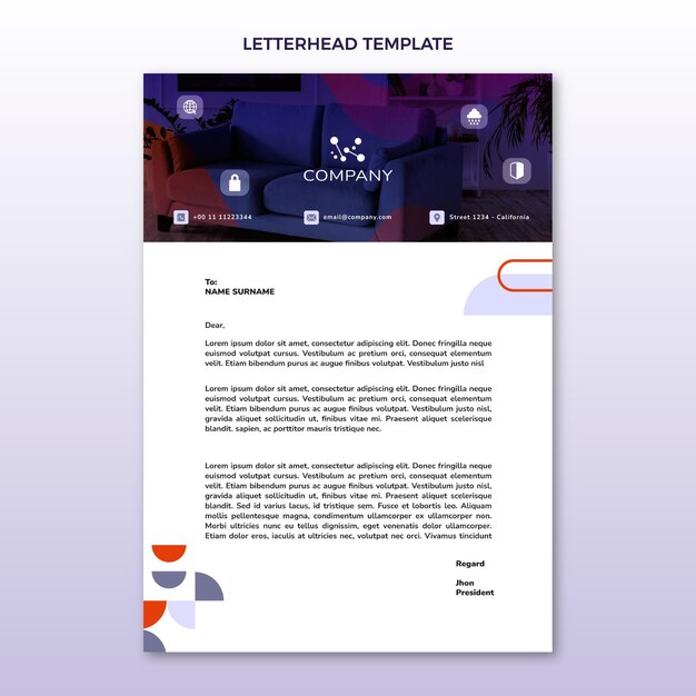 Gradient abstract technology letterhead