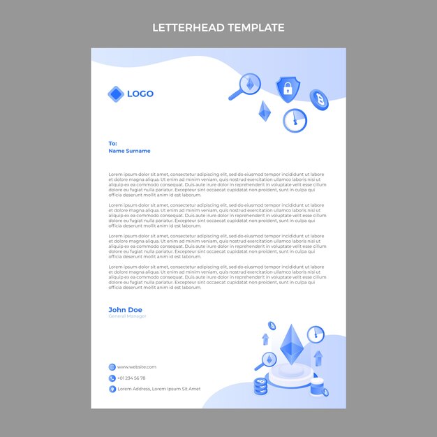 Gradient abstract technology letterhead