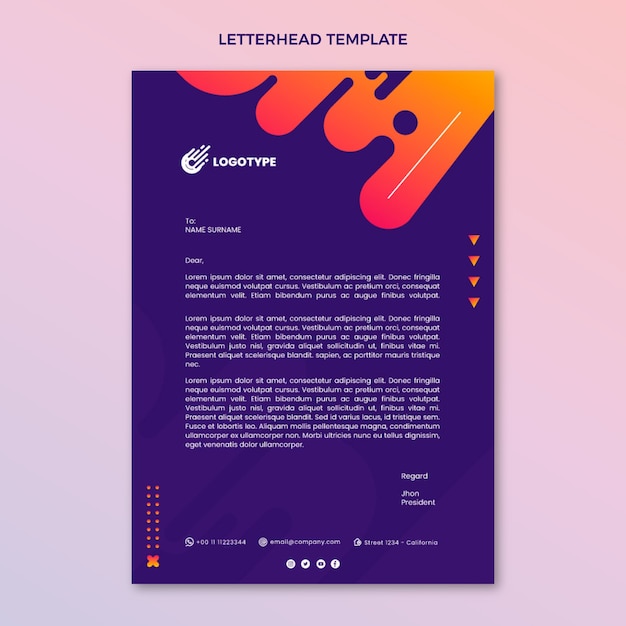 Free vector gradient abstract technology letterhead