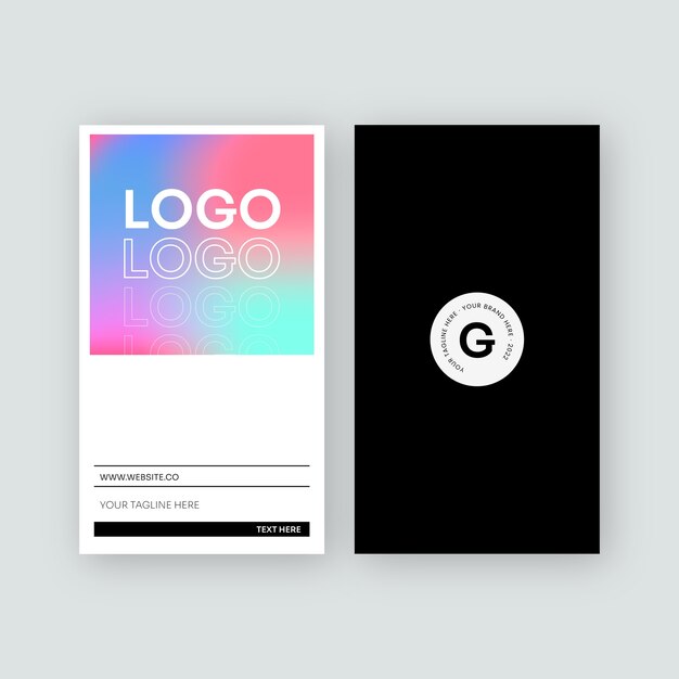 gradient abstract vertical double-sided business card template