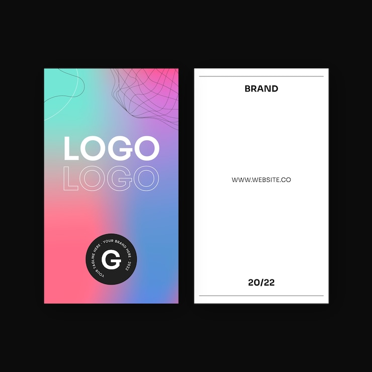 Free Vector gradient abstract vertical double-sided business card template