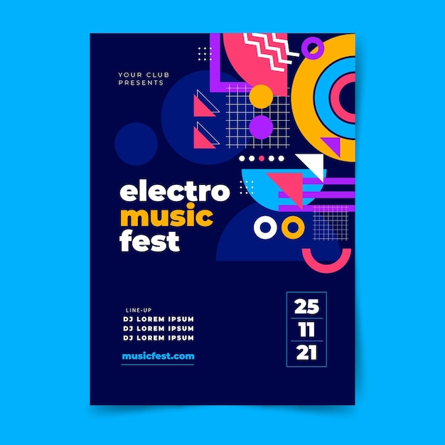 Free vector gradient abstract vertical music fest poster template
