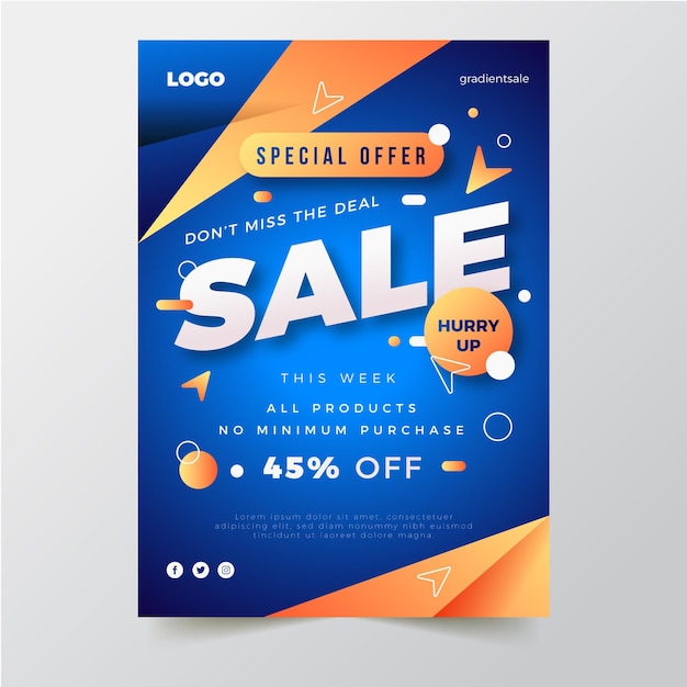 Free vector gradient abstract vertical sale poster template