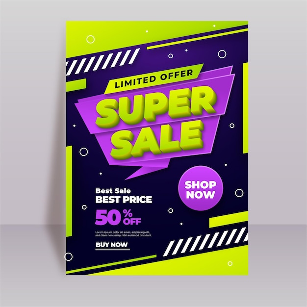 Free vector gradient abstract vertical sale poster template