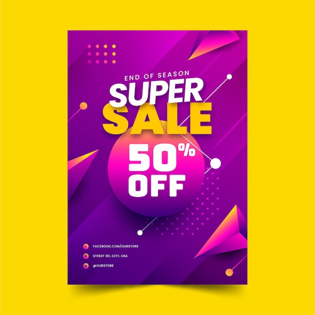 Free vector gradient abstract vertical sale poster template