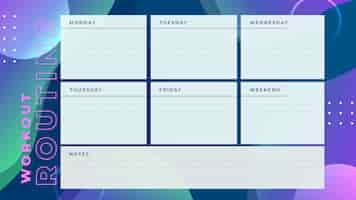 Free vector gradient abstract workout routine calendar