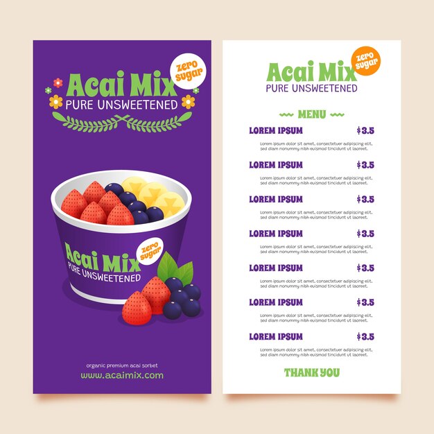 Gradient acai menu template
