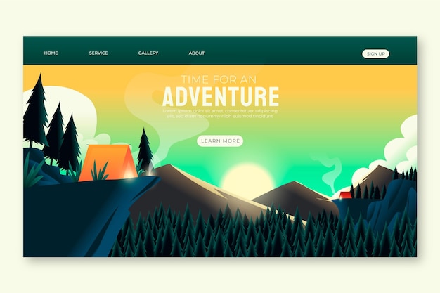 Gradient adventure landing page template