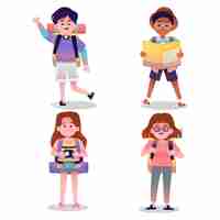 Free vector gradient adventure people sticker collection