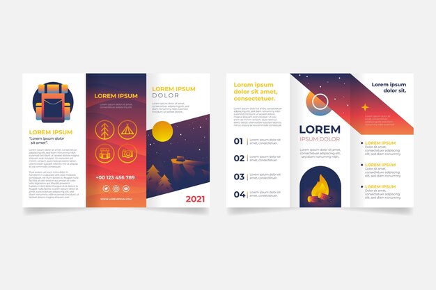 Gradient adventure trifold brochure template