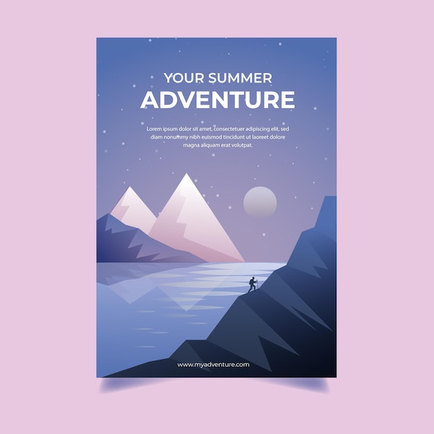 Free vector gradient adventure vertical flyer template