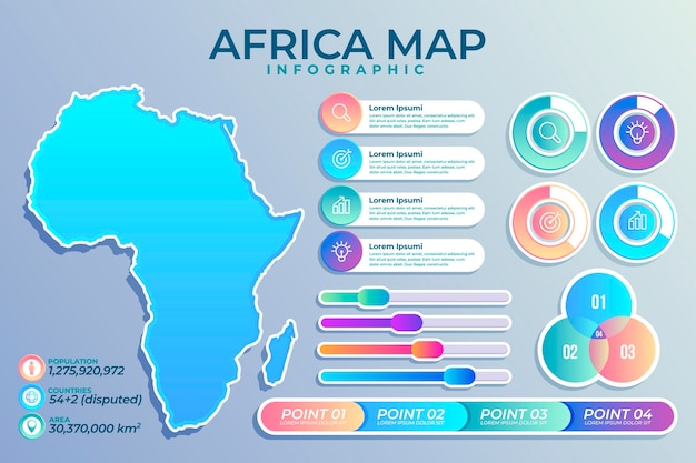 無料ベクター グラデーションアフリカ地図インフォグラフィック