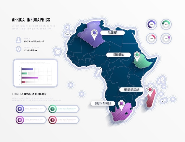 Vettore gratuito gradiente africa mappa infografica