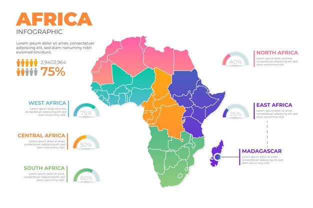 그라데이션 아프리카지도 infographic